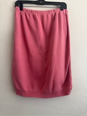 Pink Knit Pencil Skirt with Elastic Waistband